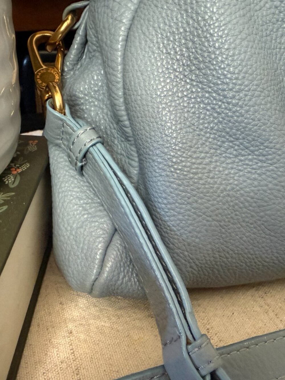 Title: Marc by Marc Jacobs Classic Q Baby Groovee Blue Gray Leather Satchel - Picture 6 of 8